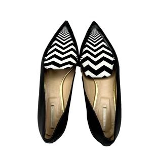 Nicholas Kirkwood Beya Women's Loafers 10 Black White Pointed Toe Slip On Flat